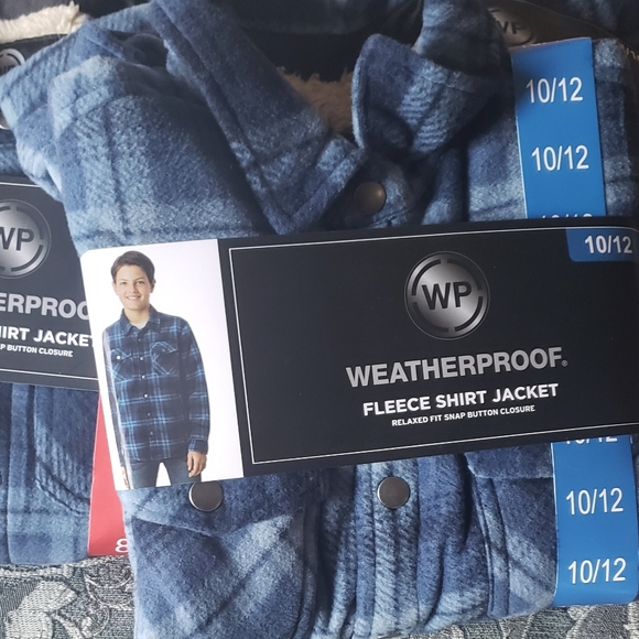 WP π¦WEATHERPROOF BOYS FLEECE SHIRT JACKET BLUE & BROWN SZ. 10/12 & 14/16 ππ€ - Picture 13 of 16
